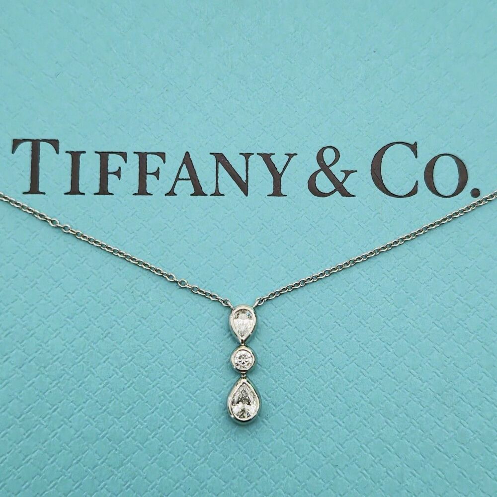 RARE Tiffany & Co. Jazz Tear Drop Pear Shape & Brilliant Cut Diamond Necklace